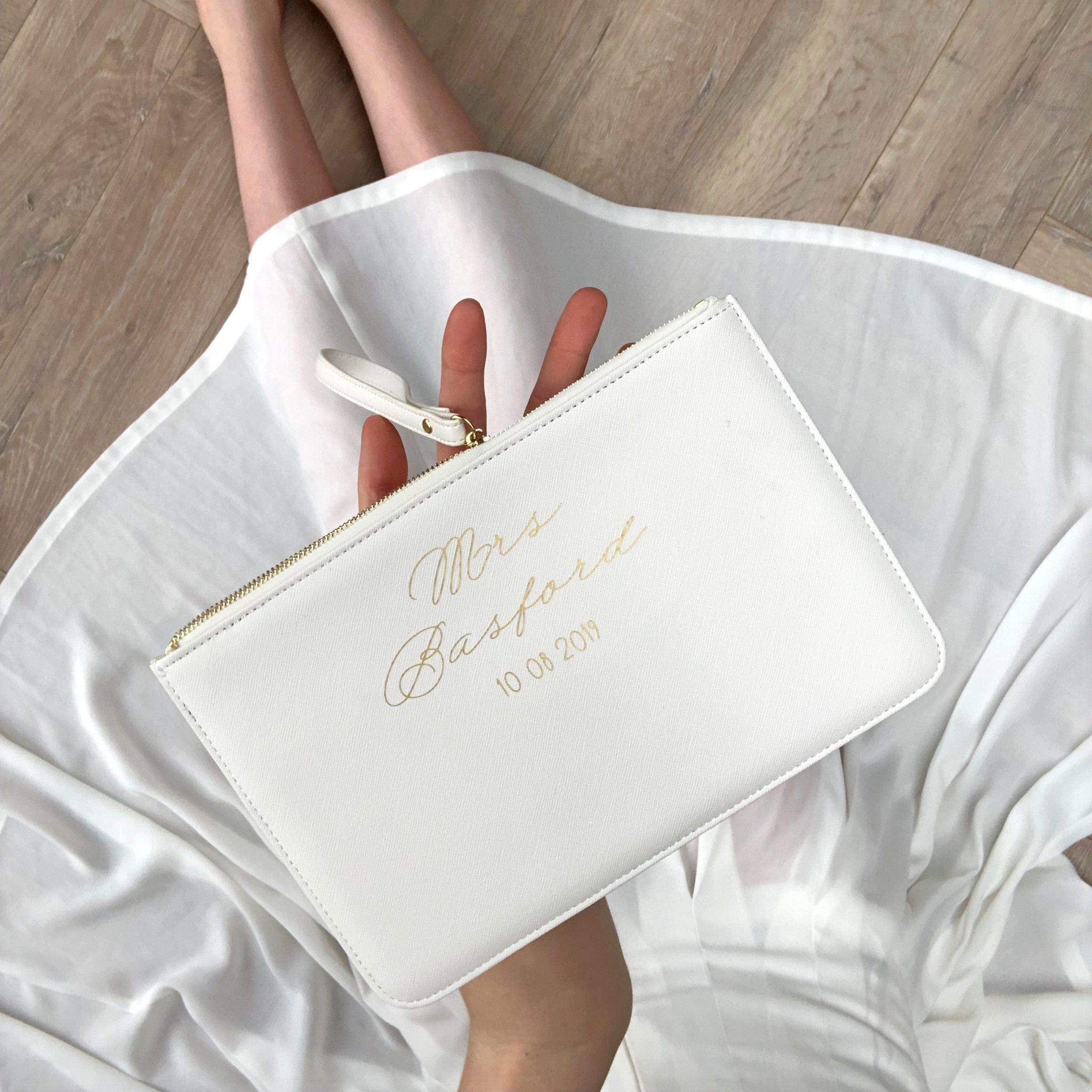 Personalised clutch store bag wedding