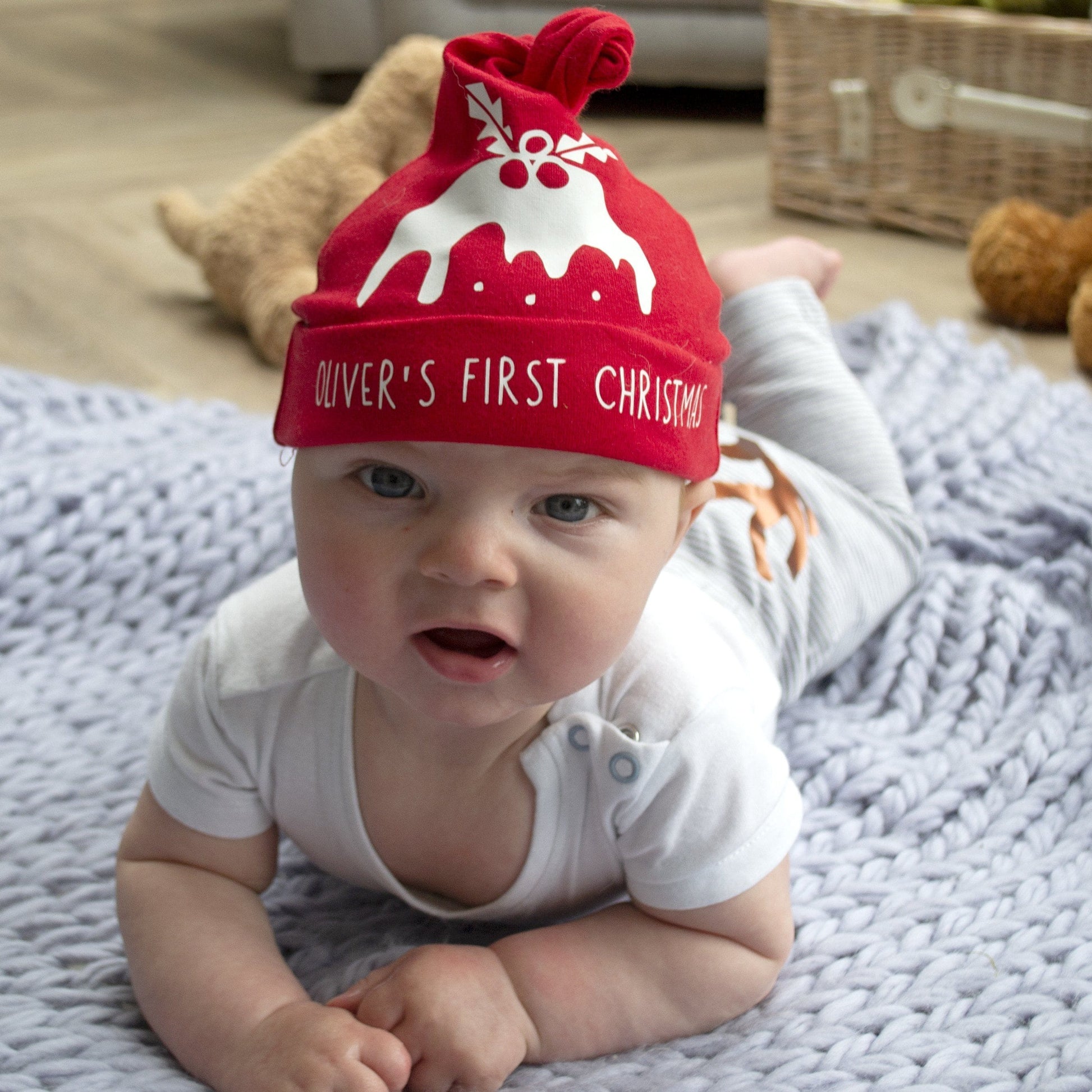 Personalised First Christmas Baby Hat, Hats, - ALPHS 