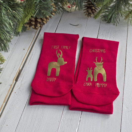 First Family Christmas Mummy and Daddy Reindeer, Socks, - ALPHS 