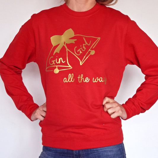 Gin Girl All The Way Personalised Christmas Jumper, Jumper, - ALPHS 