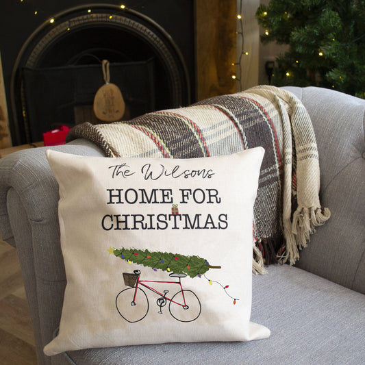 Personalised Home For Christmas Bike Cushion, cushion, - ALPHS 