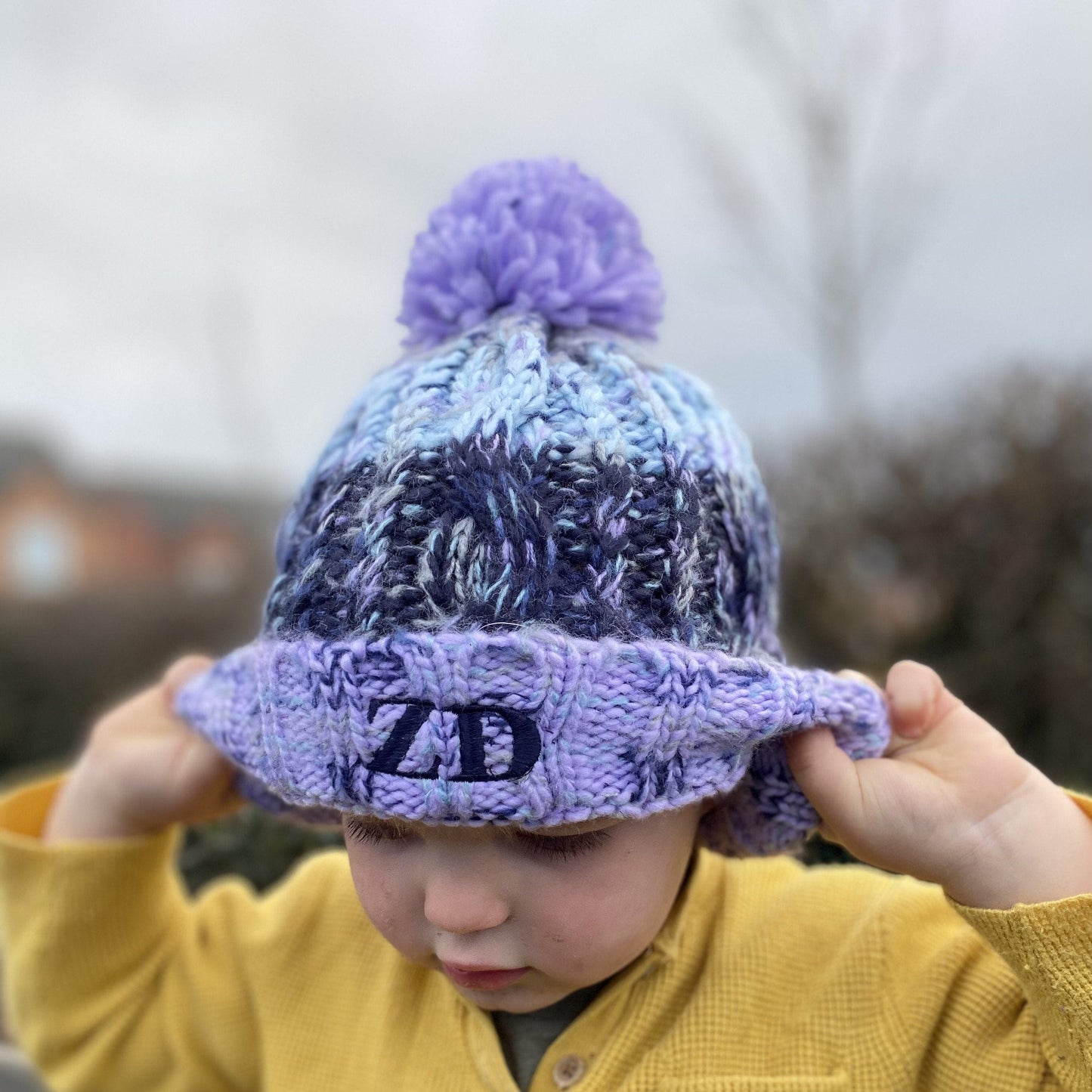 Mummy and Me Personalised Matching Winter Hat - Purples