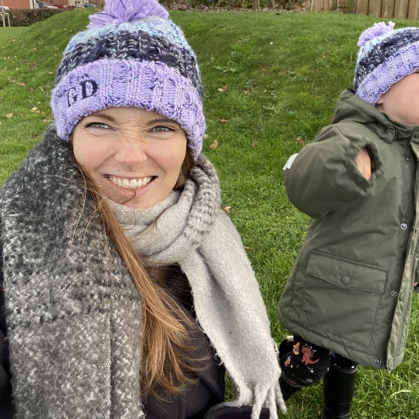 Mummy and Me Personalised Matching Winter Hat - Purples