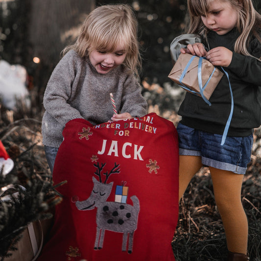Personalised Christmas Reindeer Sack