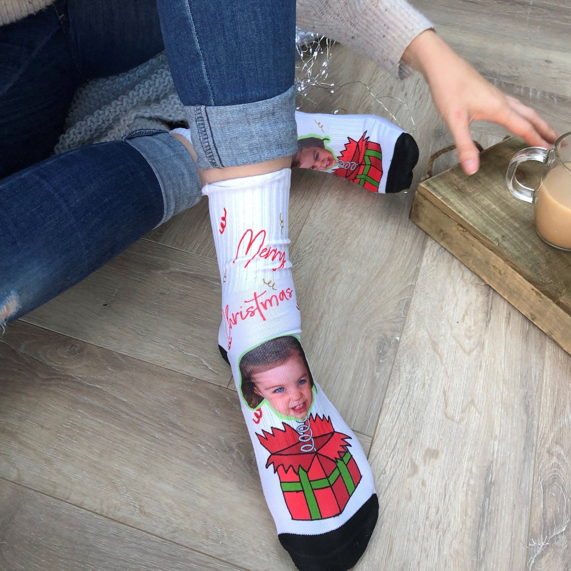 Suprise Present Christmas Personalised Photo Socks, Socks, - ALPHS 