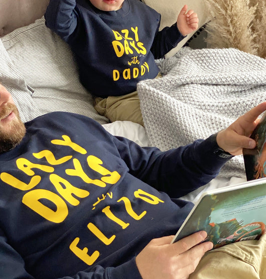 Personalised Lazy Days Daddy And Me Sweatshirts
