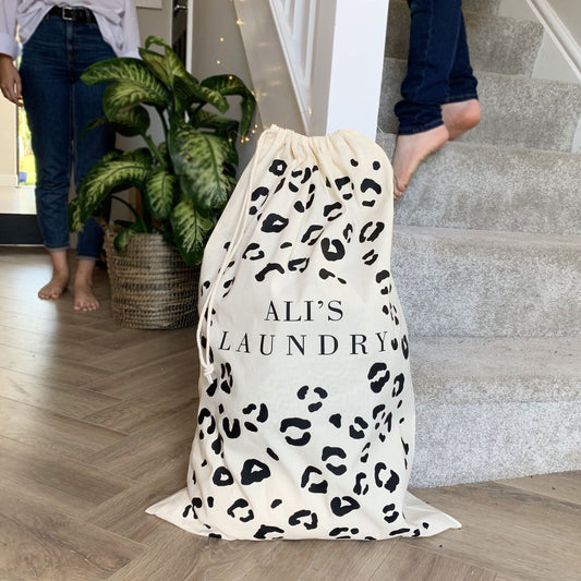 Personalised Leopard Print Laundry Bag, Laundry Bag, - ALPHS 