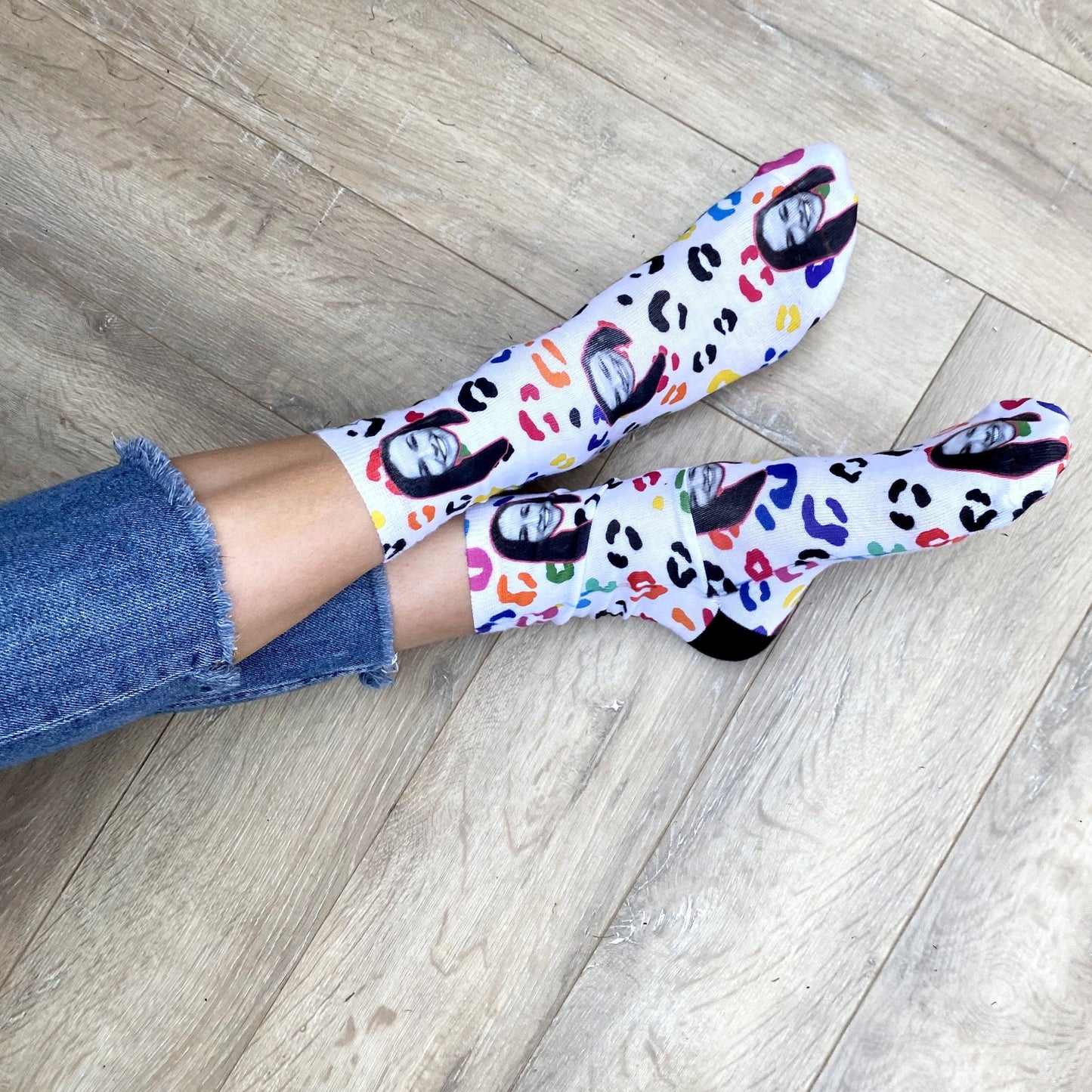 Personalised Leopard Print Rainbow Socks