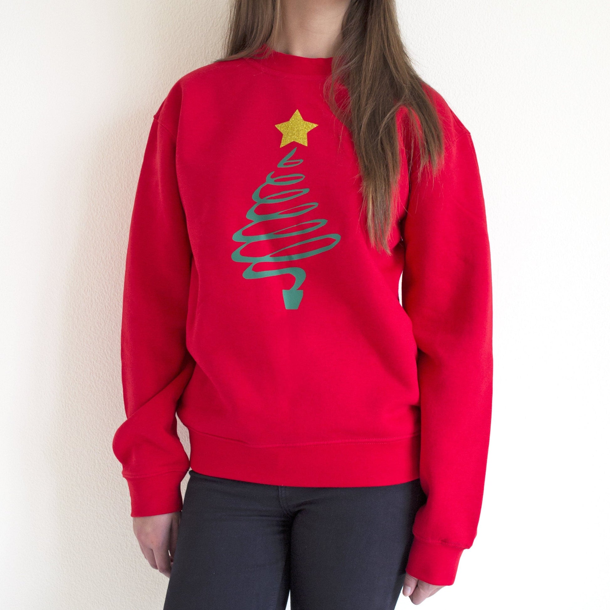 Christmas Tree Jumper with Glitter Star, Jumper, Christmas, - ALPHS 