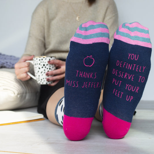 Put Your Feet Up Personalised Patterned Teacher Socks, , - ALPHS 