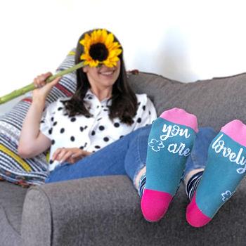 You Are Lovely Patterned Slogan Socks, Socks, - ALPHS 