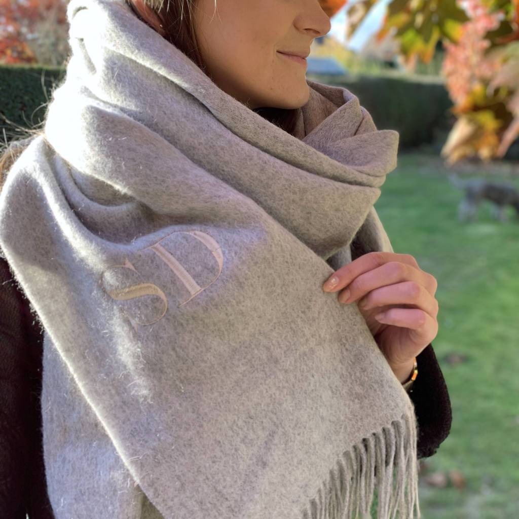 Embroidered Lambswool Blanket Scarf, scarf, - ALPHS 