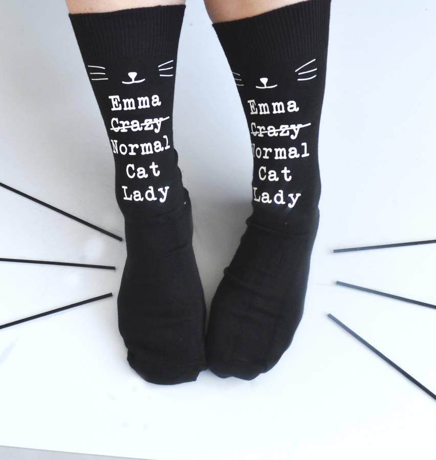 Personalised 'Normal' Cat Lady Socks, socks, - ALPHS 