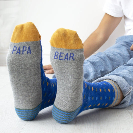 Papa Bear Patterned Slogan Socks, Socks, - ALPHS 