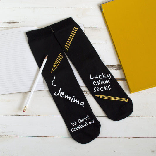 Personalised Handdrawn Lucky Exam Socks, Socks, - ALPHS 