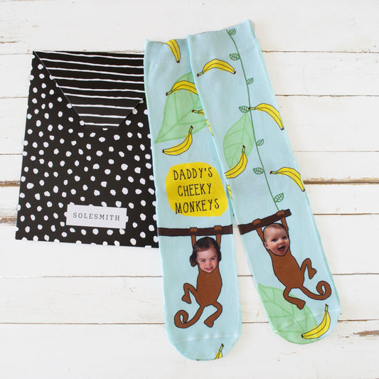 Personalised Cheeky Monkey Photo Socks, Photo Socks, - ALPHS 