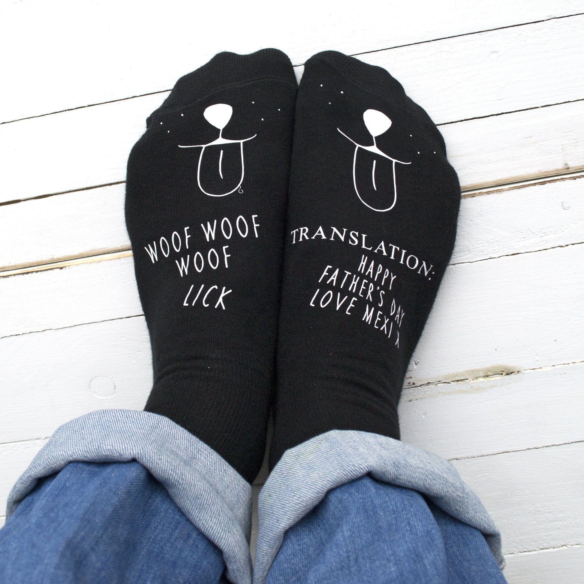 Personalised Translation Socks from the Dog, Personalised Socks, - ALPHS 