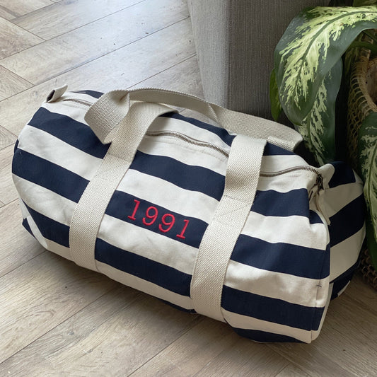 Embroidered Year Duffel Bag
