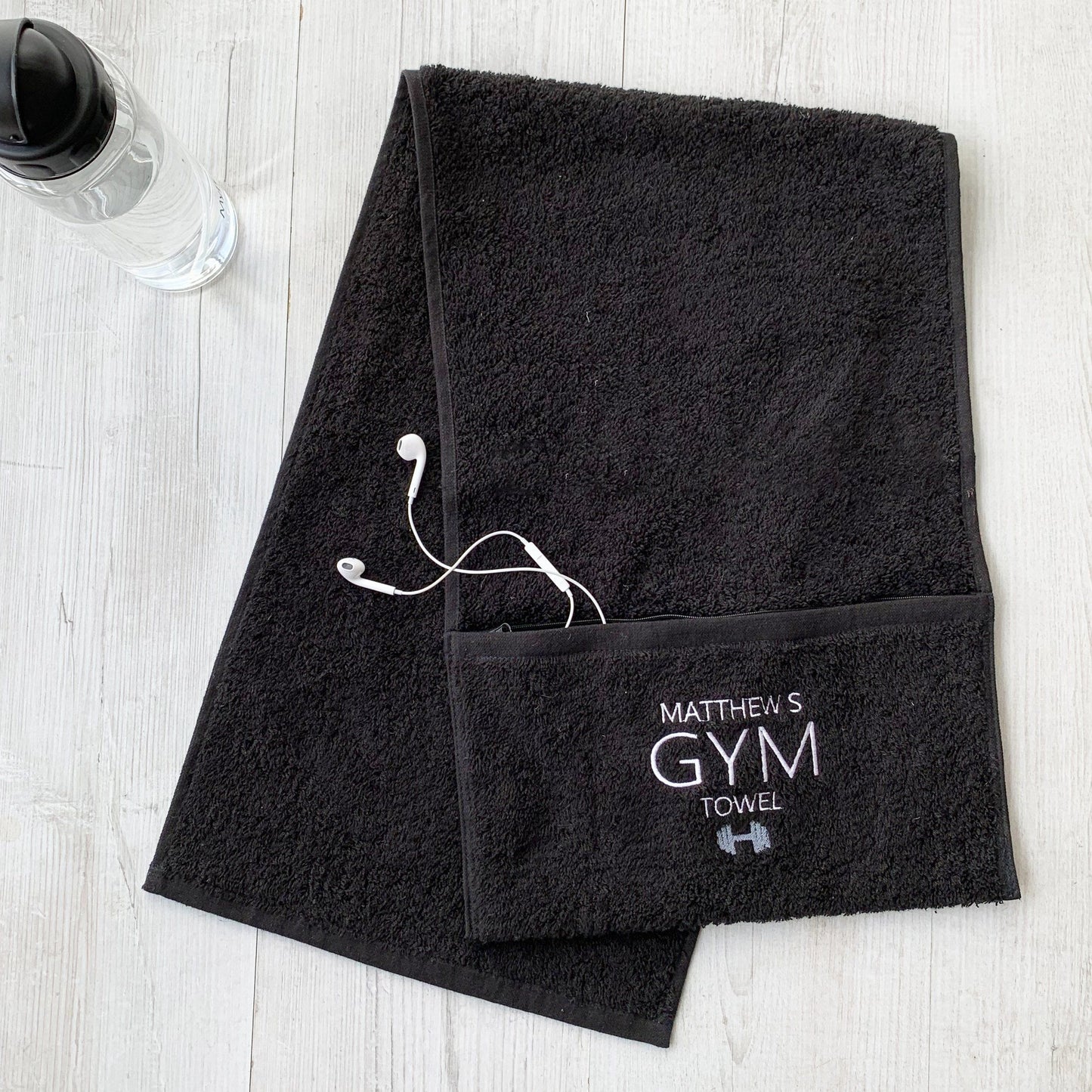 Personalised Zip Pocket Gym Towel, Sport Towel, - ALPHS 